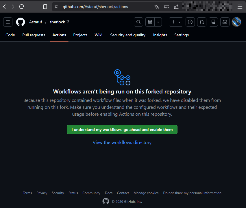 Enable workflows on the fork