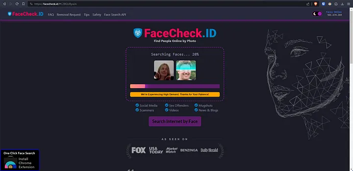 Risultati FaceCheck